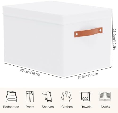 Fabric Storage Baskets,White Boxes,16.5x11.8x10.2In,5 Pack - Image 4