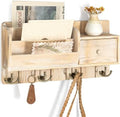 Rebee Vision Key Holder Wall Mount with Drawer for Entryway, Natural Wood by REBEEVISION