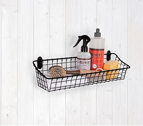 Spectrum Medium Wire Wall Basket Matte Black Rustic Wall Bin, Vintage Wire Basket_Wall Mount Hanging Caddy for Kitchen Organization, Wall_Mount Storage for Pantry Bathroom Kitchen, Medium (Pack of 4) - Image 2