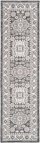 Rugs.com - Outdoor Aztec Rug – 8 Ft Runner Charcoal Gray Indoor/Outdoor Rug – Weather-Resistant Flatweave for Patios, Porches, and Decks - Image 3