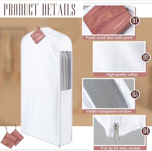 Briwooody Cotton Garment Bags,2 Sets,Moth Protection,40 x 24 x 10 in, White - Image 3