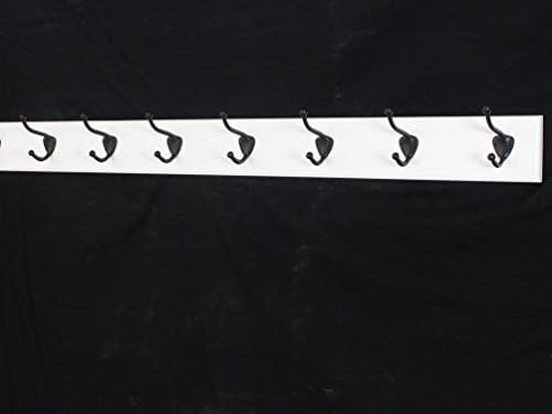 White Coat Rack with Oil Rubbed Bronze Hat & Coat Style Hooks (36" x 3.5 with 7 hooks) by PEG+AND+RAIL