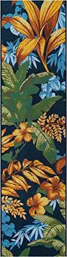 Unique Loom Outdoor Botanical Collection Area Rug - Calypso (2' x 8' Runner, Multi/ Light Blue) - Image 3