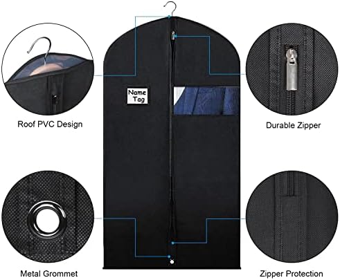 Syeeiex 40 Inch Suit Bag, Suit Bags for Closet Storage, Black, Set of 16 - Image 3