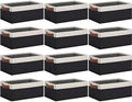 GhvyenntteS Storage Baskets for Shelves 12 Pack, Fabric Storage Bins with Leather Handles, Foldable Rectangular Storage Baskets for Organizing Home, Office (Black/White, 11.8" x 7.87" x 5.11") by GhvyenntteS