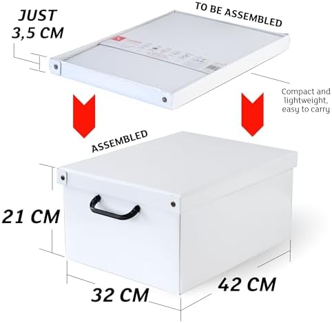Lavatelli White – Set of 2 Cardboard Organizers with Lids for Home Linen - Image 2