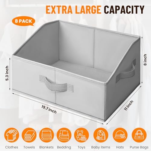 Extra Large Closet Organizers Bins 8 Pack - Blanket Basket for Organizing/Home Clothes Storage Bins for Jeans/Toy Organizers for Nursery/Wardrobe Shelf Closet Organization for Purse Hats Towel - Image 2