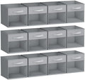 DIMJ Storage Cubes, 12 Pack Cube Storage Bin, Foldable Cube Organizer Storage Bins with Window, Closet Storage Bins with Handle, 11 x 11 inch for Clothes, Toys, Books (Grey) by DiMJ