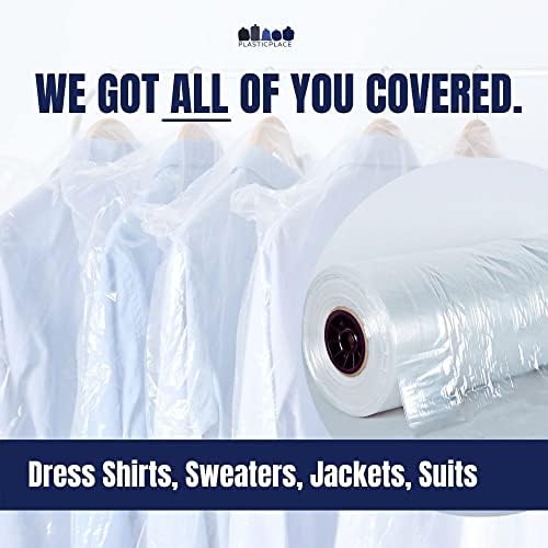 Plasticplace Clear Garment Bags - Pack of 432 Suit Bags Men Travel Clear Garment Bag Storage Ideal for Clothing Protection from Dust & Dirt Hanging Clothes Storage .65 Mil Dress Bag 21" x 7" x 40" - Image 3