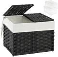 SETVSON Storage Basket with Lid, 2-Lid PE Rattan Storage Bin, Black by SETVSON