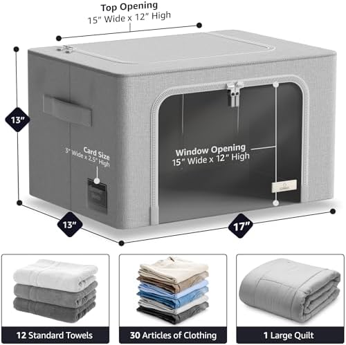Sorbus Clothes Storage Bins with Metal Frame, Clear Window (6 Pack, Gray) - Image 4