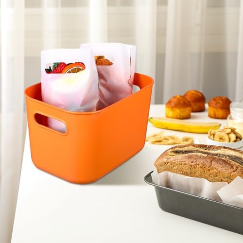 Hoolerry 8 Pieces Storage Bins, 10.2 x 7 x 6.3 Inch, Orange - Image 4