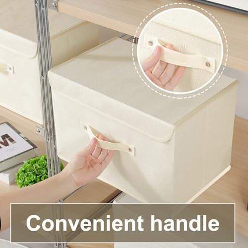 Cloth Storage Baskets with Handles,Beige 10.2x7.9x6.7in,5 Pack - Image 6