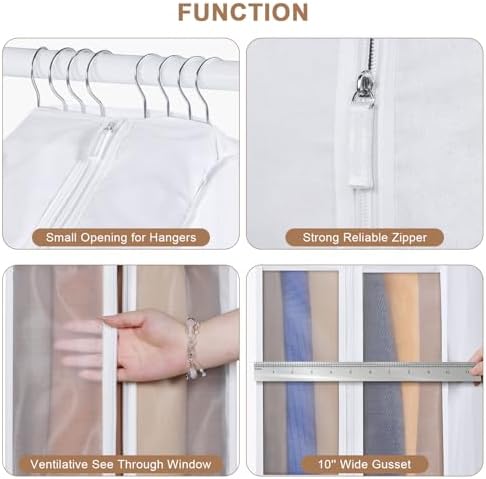 43 Inch Premium Cotton Garment Bag for Hanging Clothes and Storage - Image 3