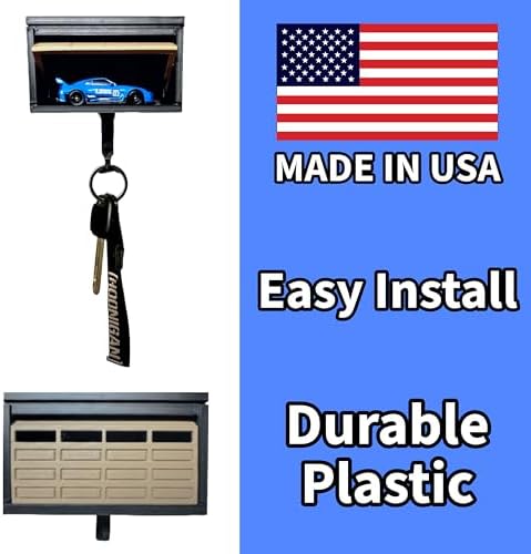 Car Garage Key Holder with Opening Door, Mini Car Garage Key Holder with Real Windows for Wall & Cars Enthusiast, Easy Installation(Car Not Included), Key Hook Garage for Hot Wheels (4, Black) - Image 4