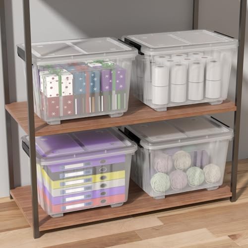 Zopnny 50 Qt Stackable Plastic Storage Bins with Lids, 4 Pack - Image 6