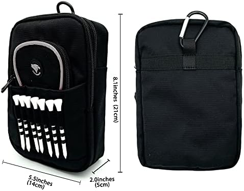 Golf Bag Pouch for Balls and Accessories | 3 Zipper Pockets | Detachable Clip | Store Up to 15 Balls | Front Tee Holder and 10 Bamboo Tees 3 1/4 in - Image 6