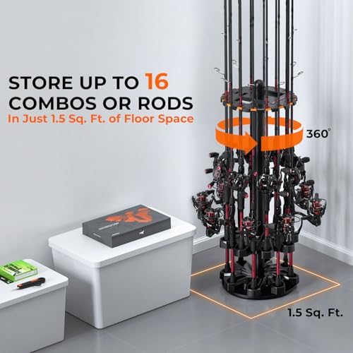 KastKing V16 Rotating Fishing Rod Holder for Garage, Fishing Gear - Image 2