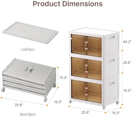 UAMFURI Stackable Storage Bins with Lids, 360QT Lockable Storage Cabinet - Image 2