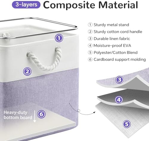 13x13 Inch Foldable Fabric Cube Storage Bins with Handles 6 Pack - Image 4