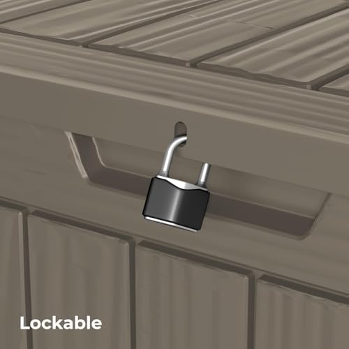 35 Gallon Resin Deck Box Waterproof Outdoor Storage Box for Patio Furniture Pool Accessories Indoor Storage for Cushion Garden Tools, Gray - Image 5