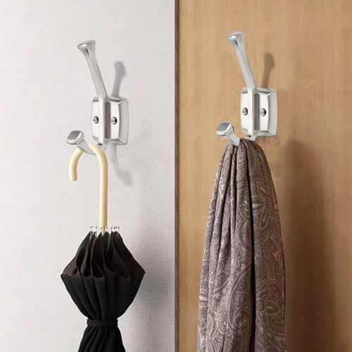10 Pack 4-3/4 inch Satin Nickel Coat Hooks, Wall Mounted with Screws Suitable for Hanging Keys, Bath Towel, Bags, Hats, etc. Square Zinc Alloy mudroom Hooks - Image 3