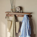 Walnut Wall Hooks with Shelf, Coat Rack Wall Mount, Entryway Hanging Shelf with 7 Brass Hooks for Hats, Clothes, Towels, Bags, Black Walnut Wood, Walnut by Wayshome