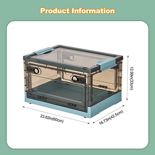Ergocar Foldable Storage Boxes, Large Plastic Storage Boxes with Lid, Stackable Organiser, Wardrobe Storage Organiser, Grocery Storage, for Bedroom, Wardrobe, Office, Garage - Image 7
