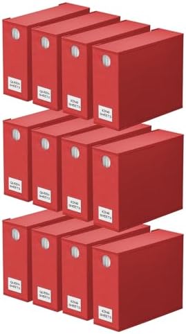 SpaceAid 12 Pack Bed Sheet Organizers and Storage, Foldable Organizer for Linen Closet, Set Folder Keeper With Window XL (Queen & King Size) Bedding Container (Red) by SpaceAid