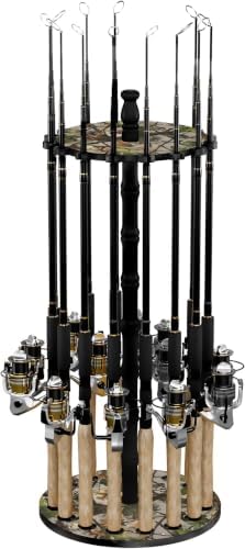 Rush Creek Creations 16-Rod Round Fishing Rod Holder for Garage, 360° Access Holder for Fishing Rods, Reels, and Gear, Securely Holds 16 Rods, Camouflage (Pack of 6) by RushCreekCreations