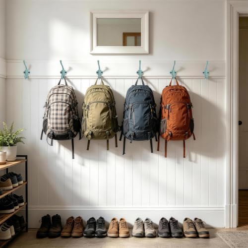 Dseap Cast Iron Wall Hooks L=5”, Heavy Duty Coat Hooks, Rustic Vintage Farmhouse Hook for Hanging Winter Coats Jackets Towels Hats Bags Plants, Mint Green, Pack of 10 (VintageBold) - Image 6