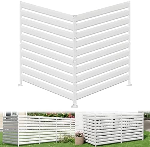 42" H x 38" W (2 Panels) Air Conditioner Fence Panels, Outdoor Privacy Screens, Pool Equipment Enclosure, Trash Can Screens Fence Kit for Outside Backyard Patio White by TaskStorz