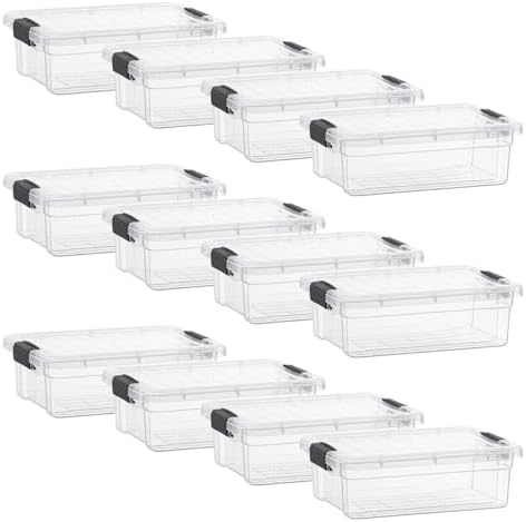 Superio Clear Storage Box with Lid, 2.3 Quart Plastic Container Bins for Organizing, Stackable Crates, BPA Free, Non Toxic, Odor Free, Organizers for Home, Office, School, and Dorm, 12 Pack by Superio