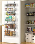 Moforoco 6-Tier Over The Door Pantry Organizer, Pantry Organization and Storage, Black Hanging Basket Cabinet Door Wall Spice Rack Shelves, Home & Kitchen Laundry Room Bathroom Essentials accessories by MOFOROCO