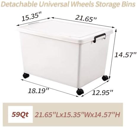 YUNGSHY 60 Quart white plastic large storage bins with lids,Durable Nestable container Secure Pull Handle organizing for home,school and office (white, 3 L) - Image 5