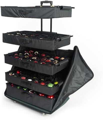 Telescoping Christmas Ornament Storage Box, Adjustable Dividers, 140 Slots by TreeKeeperBags