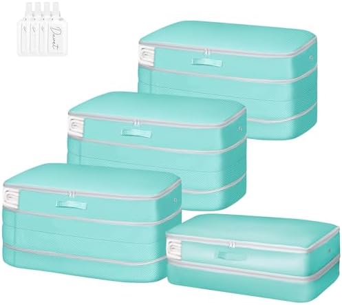 Comforter Storage Bag - Large Capacity Bedding Storage Bags Ultra Space Saving Self Compression Organizer, Washable Compression Bags for Storage Comforter Blanket Duvet Pillow, 4-Pack, Blue by EasortmPackingCubes
