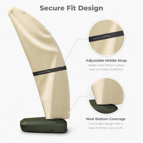 Grand Patio Deluxe Patio Umbrella Cover for 10×13 FT Offset Umbrella with Curved Cantilever and Straight Pole, Waterproof Cantilever Umbrella Cover with Zipper, Weather-resistant, Beige - Image 4