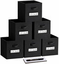 Storage Bins,13 Inch Cube Storage Bin with Labels,6pcs,Black by Anyoneer
