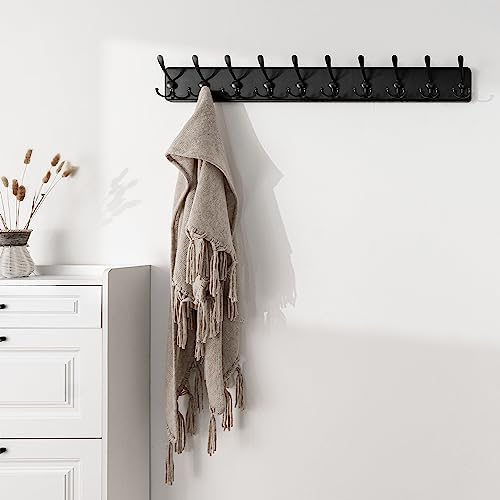 SKOLOO Rustic Large Wall Mounted Coat Rack-38.6" Long Coat Rack for Wall, Pine Solid Wood Coat Rack Hook, Farmhouse Coat Hanger Wall Mount for Hanging Jacket Coat Hat, Pack of 2 - Image 2