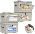 Magnetic Front Opening Fabric Storage Bins with Lids,16.5x11.8x11 in,4Pack by Domsanistor