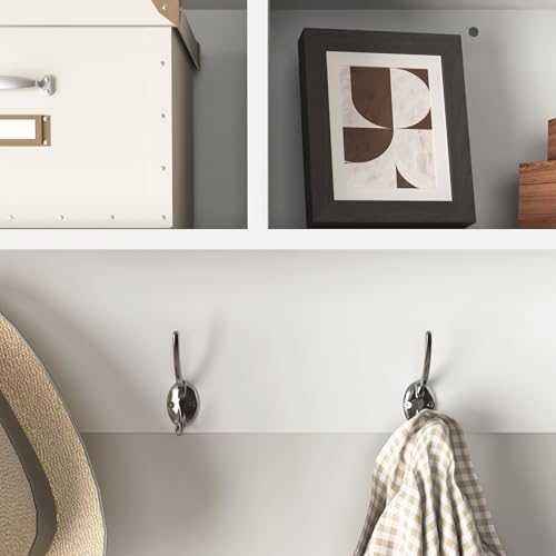 Wall Mounted Coat Rack Shelf,4 Dual Hooks,3 Cubbies,White - Image 6