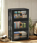 Hanyi 105 QT 3-Tier Stackable Storage Bins with Lids, Black, Clear Doors by Unknown