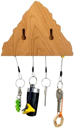 Cherry Wood Key Holder for Wall - Mountain Design, 4 Hooks, Decorative - Image 4