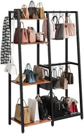 HavenlyYouth Purse Storage Organizer for Closet, 4-Tier Iron Wood Purse Rack, 8 Purse Hooks & 2 Side Hooks for Bag Organizer, Large Capacity Handbag Storage Rack for Home, Living Room by HAVENLYYOUTH