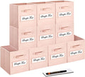 11 Inch Storage Cube,Storage bin,cube storage (Set of 10) Foldable Fabric Cube Storage Bins with 10 Labels Window Cards & a Pen,Baskets Containers for Shelves,Closet Organizers Box,Pink by Artsdi