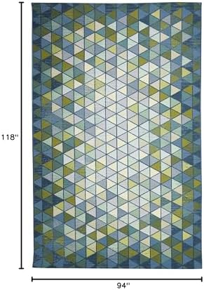 Liora Manne Marina Indoor/Outdoor Power Loomed Synthetic Blend Low Profile Area Rug - Transitional Contemporary (Triangle Border Grotto) (7'10" x 9'10") - Image 2