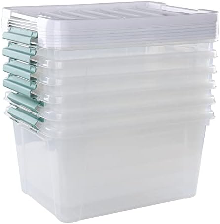 Plastic Latch Storage Box, 35 Quart, Pack of 6 Large Clear Bins - Image 6