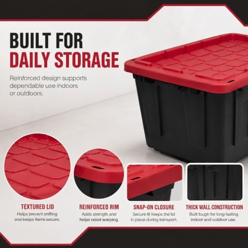 Storage Bins 27 Gal Stackable with Lids 4 Pack for Garage Basement - Image 6