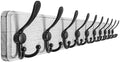 Dseap Coat Rack Wall - Heavy-Duty 38-1/4" Long, with Reinforced 10 Custom Tri-Hooks, Solid Wood Wall Hanger for Coats Hat Jackets - Rustic Farmhouse Entryway Hallway Storage, White & Black by Dseap
